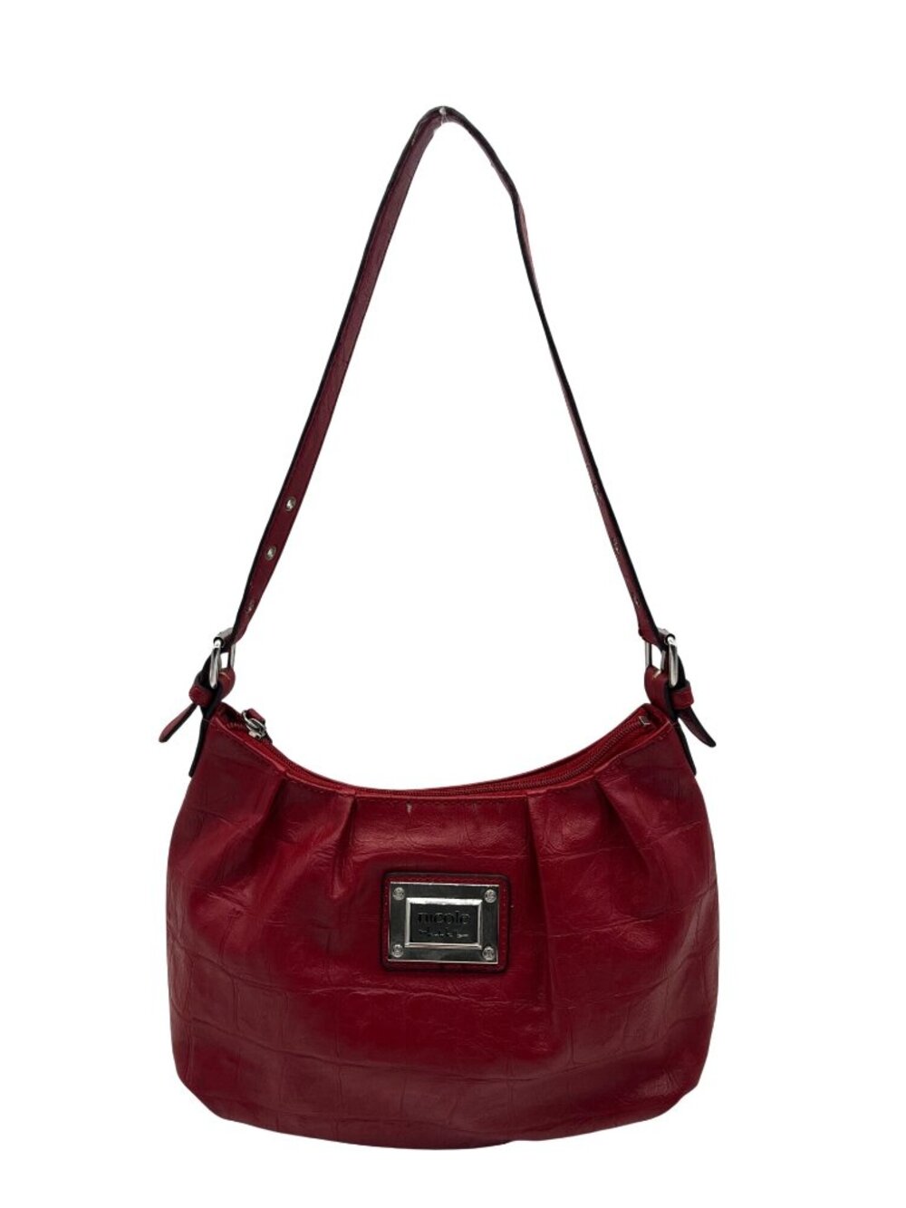 Nicole Miller Red Croc Embossed Faux Leather Shoulder Bag